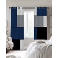 thumbnail image 3 of Navy Blue Black Grey Blackout Curtains 72 Inches Long for Bedroom, Modern Irregular Geometric Abstract Thermal Insulated Room Darkening Black Out Window Curtain Panels Grommet Drapes for Living Room, 3 of 8