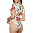 thumbnail image 3 of Daiia Tomatoes print Women's Crew Neck Short Sleeve Bodysuit Fashion Tops Fit Casual Basic Extender Bodysuit-XX-Large, 3 of 9