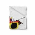 thumbnail image 2 of Birthday Party Soft Flannel Fleece Throw Blanket, Happy Party Dog with Sunglasses and Cone Hat Boxes Stars Image Print, Cozy Plush for Indoor and Outdoor Use, 50" x 60", Yellow and Red, by Ambesonne, 2 of 6
