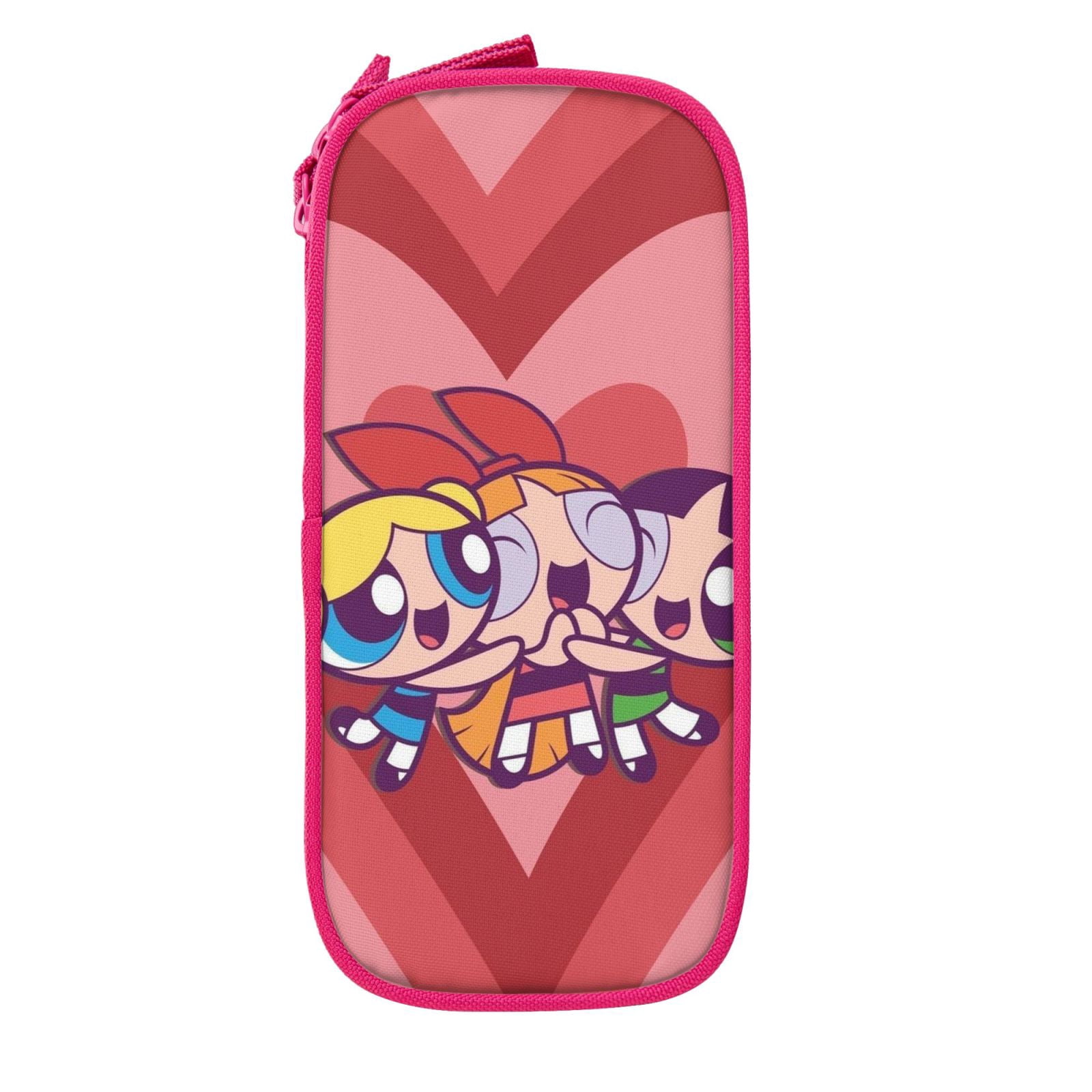 The Powerpuff Gi-rls Pencil Case Large Capacity Pencil Pouch Pen Bag Office Stationery Organizer Travel Makeup Bag Pink