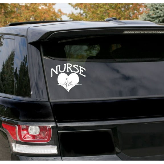 Nurse Car Decal Vinyl Sticker, 7 by 6 , Glossy White