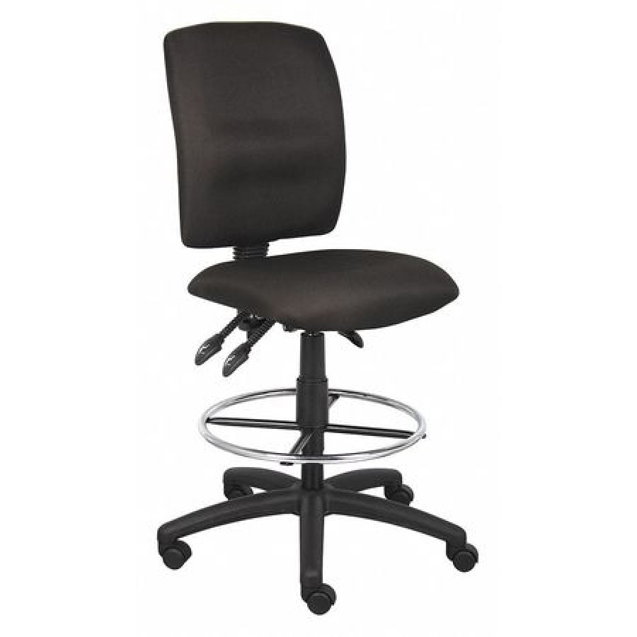 ZORO SELECT 453A10 Fabric Drafting Chair, 29 1/2, No Arm, Black