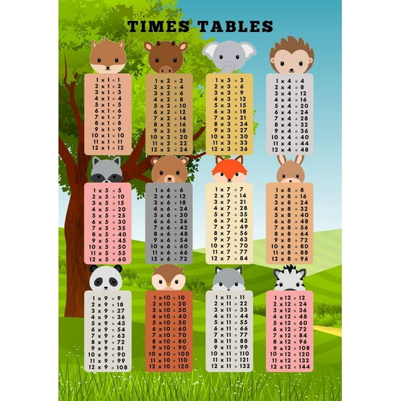 Multiplication Chart poster Educational Posters Times Table for Elementary Classroom, Home School Learning, and Class Decorations