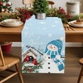 thumbnail image 2 of Blue Snowman Christmas Dresser Scarf Farmhouse, Dining Table Decorations for Wedding/Parties, Xmas Snowflake Birds Berry Winter Table Runner 70 Inches Long for Kitchen Dining, 13 x 70 In, 2 of 9