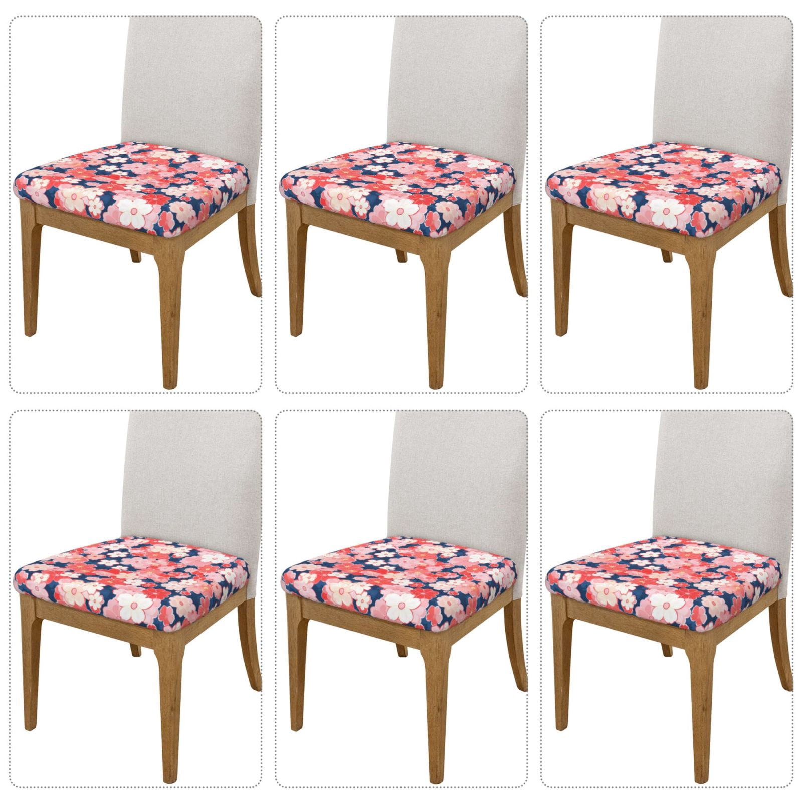 Rateoe Japanese Cherry Blossoms Pattern Square Couch Cushion Covers, Sofa Furniture Protector Slipcover with Bottom Tie rope, Soft Non-Slip Non-Wrinkle Non-Sticky-Six Piece