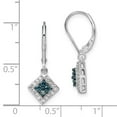thumbnail image 4 of White Night Sterling Silver Rhodium-plated White and Blue Diamond Dangle Leverback Earrings, 4 of 5