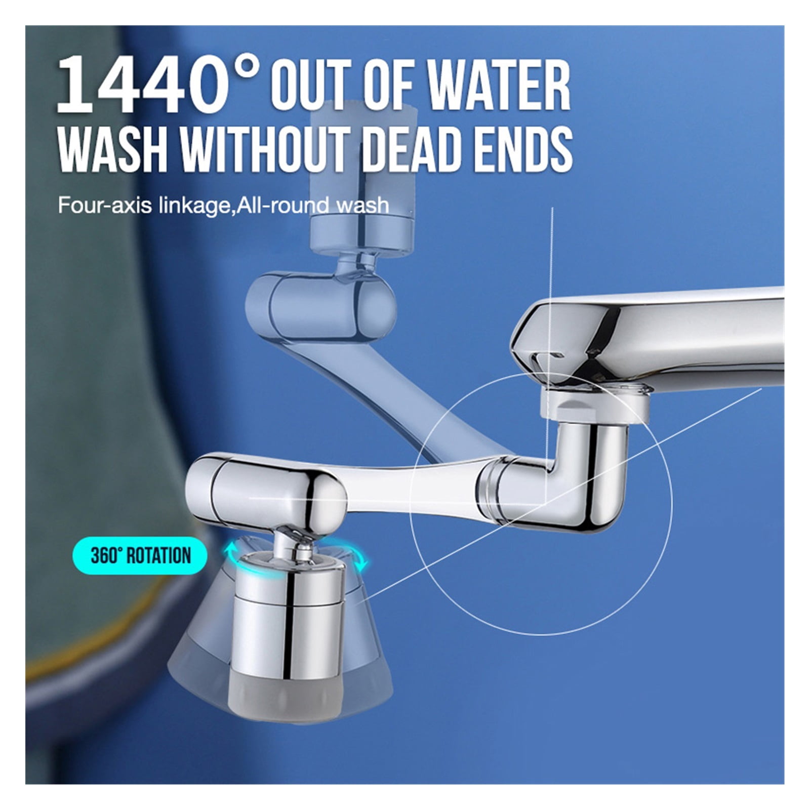 Universal 1080 ° /1440° Swivel Robotic Arm Swivel Extension Faucet Aerator Kitchen Sink Faucet Extender Sets ,Water Saving
