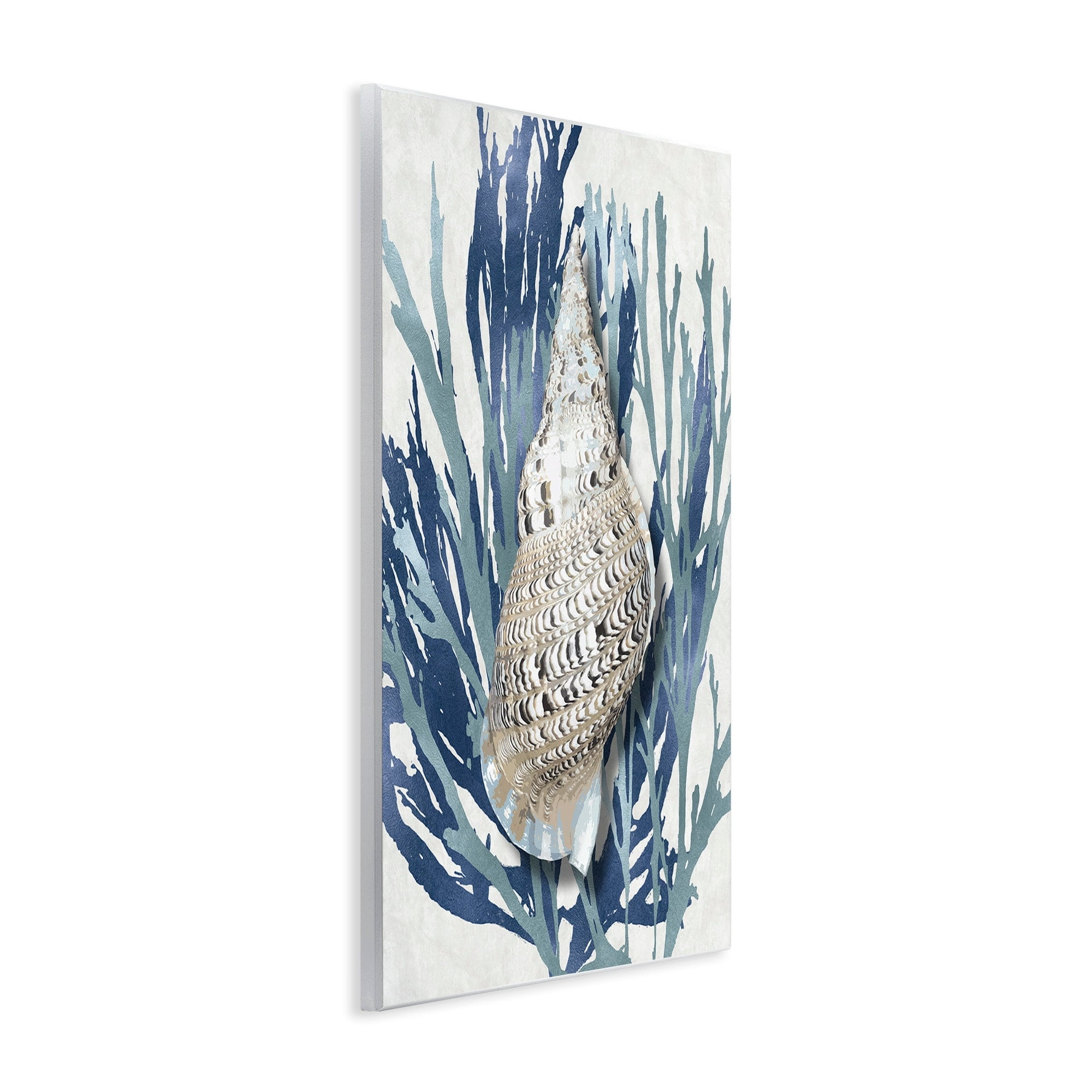 Stupell Industries Shell Coral Blue Beach Design Wall Plaque by Caroline Kelly