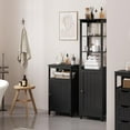 thumbnail image 5 of YANG2 4-Tier Bathroom Floor Storage Cabinet, Bathroom Free Standing Storage Organizer with Single Door and Adjustable Shelf, Narrow Side Cabinet for Living Room, Kitchen, Hallway-Black, 5 of 9