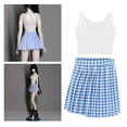 thumbnail image 4 of Dolls Clothes Pleated Skirt Plaid Skirt Cloth Clothing 1/3 BJD DIY Outfits Casual Clothes Handmade Girl Doll Accessories Girl Gifts No Doll Blue White, 4 of 8