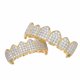 thumbnail image 5 of Parrillas de diamantes para los dientes para hombres y mujeres, chapadas en oro, con hielo, Macro pavé, circonita cúbica, parrilla bucal, dientes superiores e inferiores, 5 of 5
