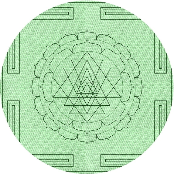 Ahgly Company Indoor Round Patterned Mint Green Area Rugs, 6' Round