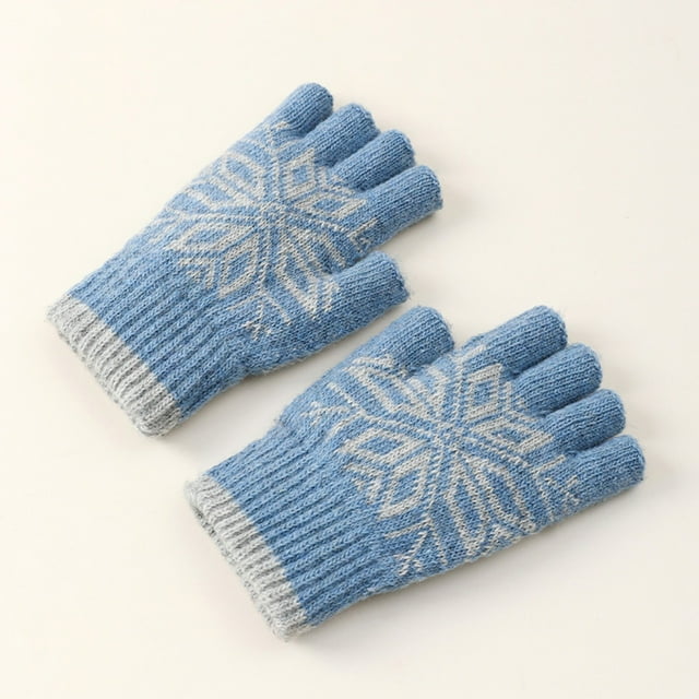 Gants d'Hiver pour Femmes Chauds Demi-Poignard Tricotés en Laine Gants Anti-Gel
