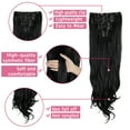 thumbnail image 4 of 24" 7Pcs 16 Clips Long Curly Straight Full Head Clip in Synthetic Hair Extensions Double Weft, 4 of 6