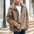 thumbnail image 6 of PuLe Jackets for Men Mens Warm Faux Furry Long Coat Jacket Winter Solid V-neck Outerwear, 6 of 8