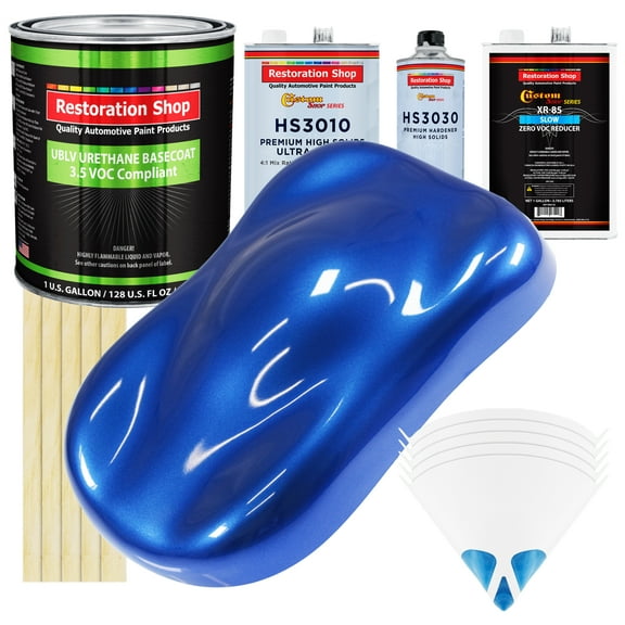 Daytona Blue Pearl Low VOC SLOW PREM Paint 1 Gal Kit URETHANE BASECOAT Clearcoat