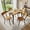 Vintage color, variant on Dining Table Set for 4 with Trapezoid Back Chairs, 5 Piece 43.3 Inch MDF Kitchen Table and Chairs Set of 4, Space Saving Square Dining Room Table Set, Rounded Corners, Steel Tube Legs
