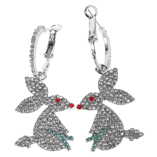 1 par de pendientes de conejo para mujer, con diseño de conejo, de aleación