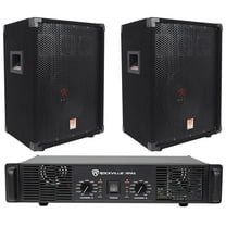 (2) Rockville RSG10 Single 10" 400W PA Speakers Rockville RPA5 Amplifier DJ Amp