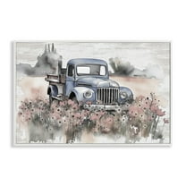 Stupell Industries Pickup in Floral Meadow Transportation Painting White Framed Art Print Wall Art, 24 x 16