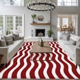 thumbnail image 3 of 5'x8' Area Rugs, Red White Indoor Outdoor Area Rug for Living Room Bedroom, Modern Abstract Waves Water Ripple Striped Washable Bathroom Rugs Kitchen Floor Carpet Mats Home Decor Aesthetic, 3 of 8