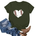 thumbnail image 2 of WREESH Women's Trendy Baseball Graphic Tee Round Neck Short Sleeve Fashion Out Blouse Olive Green, 2 of 4