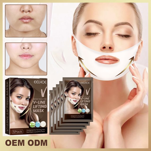 Mascarilla en V, mascarilla adelgazante en forma de V, levantamiento de barbilla facial para antiarrugas, 5 piezas