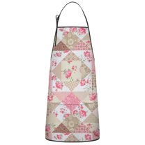 Pioneer Flower Floral Print Pattern Apron-Garden Aprons for Women with Pockets-Cotton Linen Waterproof Kitchen Cooking Gardening Aprons Adjustable for Kitchen,Cooking,BBQ and Salon 33x27 Inch