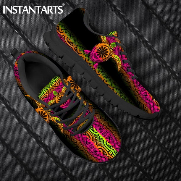 Zapatillas planas para hombre, con estampado tribal polinesio de tortuga, informales, con cordones, transpirables, para caminar