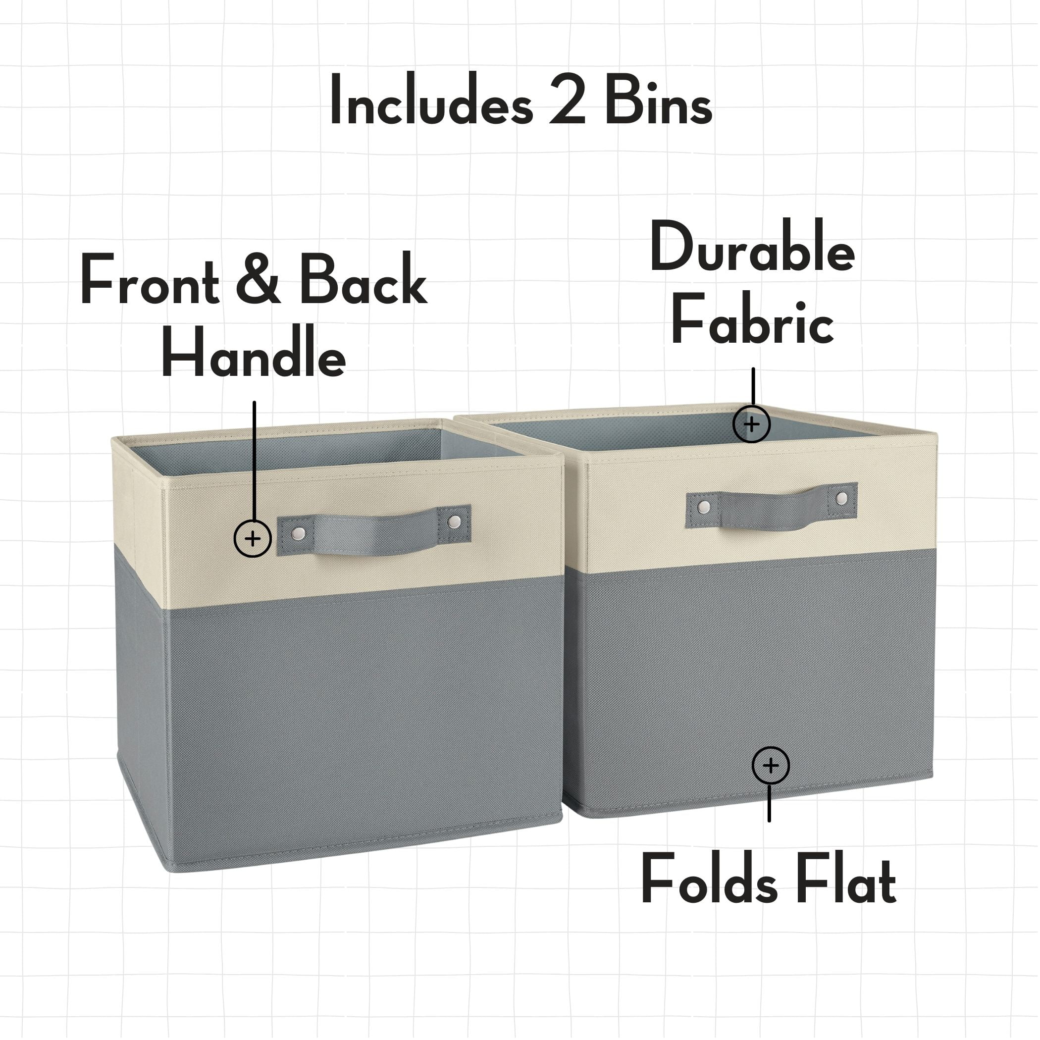 RiverRidge Kids 2pc Two-Tone Collapsible Cube Fabric Storage Bins with Handles - Gray