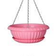 thumbnail image 1 of Maceta colgante transpirable de plástico con diseño triangular y superficie lisa para decoración de patio, color rosa, 1 of 5