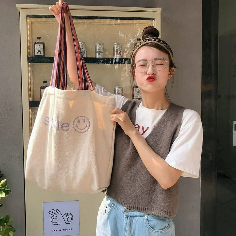 PIKADINGNIS Canvas Tote Bag for Women Lunch Bag Box Tote Bag Aesthetic  Purses Handbags Simple Modern Lunch Box