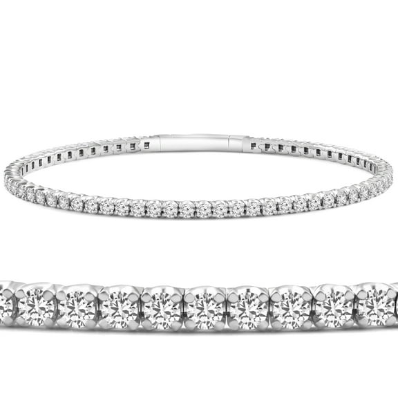 Pompeii 3Ct Round Diamond Flexible Oval Bangle Women's Bracelet 14k White Gold Lab Grown