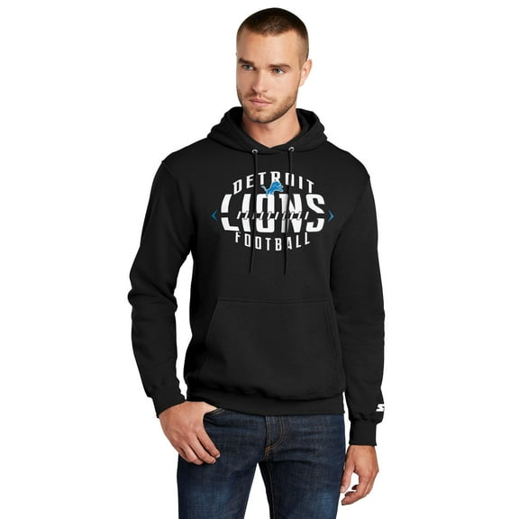 Men's Starter Black Detroit Lions Football Pullover Hoodie