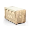 thumbnail image 3 of Bruno Handmade 32 Inch Rattan Wicker Chest Storage Trunk Organizer Ottoman W/Cushion Natural Color, 3 of 7