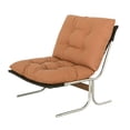 thumbnail image 2 of Modern Brown Leather High Back Accent Chair with Metal Legs Upholstered Soft Padded Living Room Armchair for Bedroom Home Office, 2 of 13