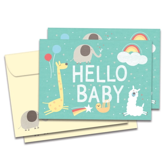 Tree-Free Greetings New Baby Greeting Card 2 Pack, 5 x 7, Hello Baby (GT69426)