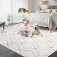 thumbnail image 7 of Washable Living Room Rugs 9x12, Modern Non Slip Bedroom Area Rug, Ultra Thin Low Pile Floor Carpet for Dining Room, Indoor Modern Geometric Throw Rugs for Home Office,Easy Cleaning, Beige, 7 of 7