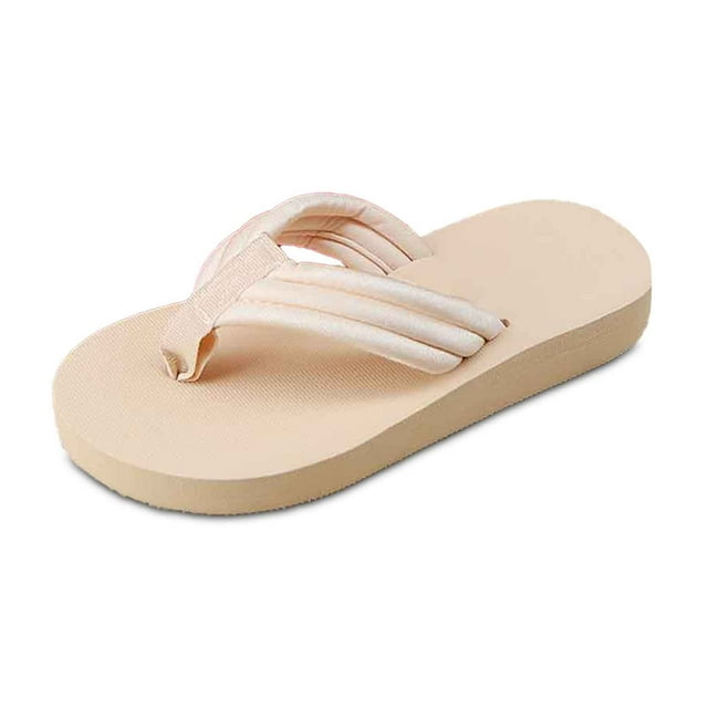 MIASHUI Womens Flip Flops Sandals Summer Comfortable Indoor Outdoor Beach Shoes,Beige,6
