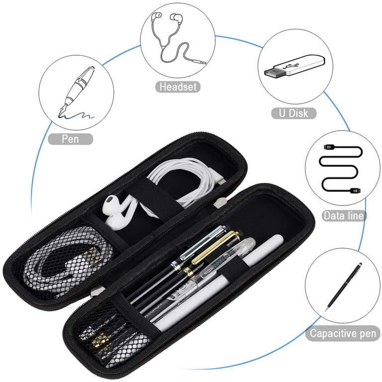 2 Pcs Black Eva Hard Shell Pen Pencil Case Holder, Durable Pen Carrying  Case With Zipper, Pencil Box For Execu