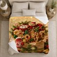 thumbnail image 5 of Brown Bag Teddy Bear Christmas, Festive Holiday Scene, Warm Flannel Blanket for Cabin and Lodge with Detailed Artwork, Art Lovers Christmas Gift, Festive Home Decor, 5 of 9