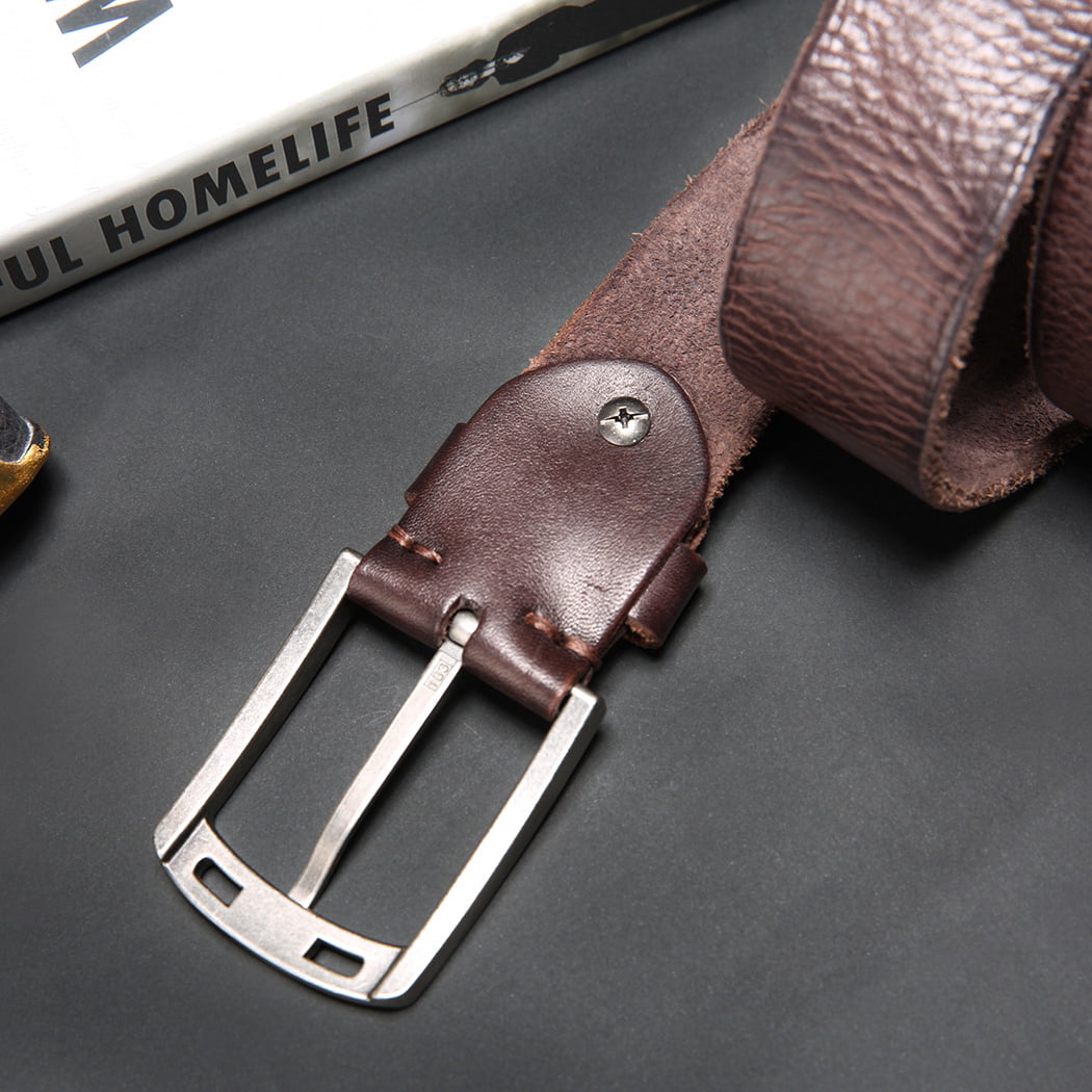  SYQOIU Belt Genuine Leather Belt Fashion Men Luxury Designer  Belts Men Copper Buckle Cowskin Strap Male Belt for Jeans Cowboy (Belt  Length : 120CM, Color : Coffee) : Clothing, Shoes & Jewelry