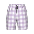 thumbnail image 6 of KLL Purple Checkboard Men's Casual Summer Beach Shorts Hawaiian Shorts with Pockets-Small, 6 of 6