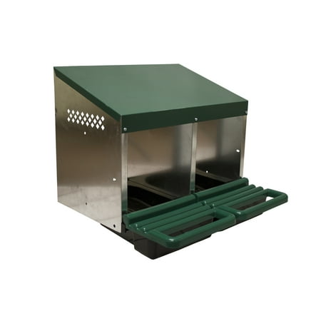 Homestead Essentials 2 Compartment Roll Out Nesting Box For Up To 10 Hens | Heavy Duty Nest Box For Chicken w/ Perch Lid