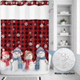 thumbnail image 4 of No Hook Shower Curtain with Built-in Rings - Snowman Friends Christmas Washable Waterproof Fabric Bathroom Curtains for Hotel,Rentals, 72 X 84 Inch Extra Long , Red Black Check Plaid Snowfalke, 4 of 9