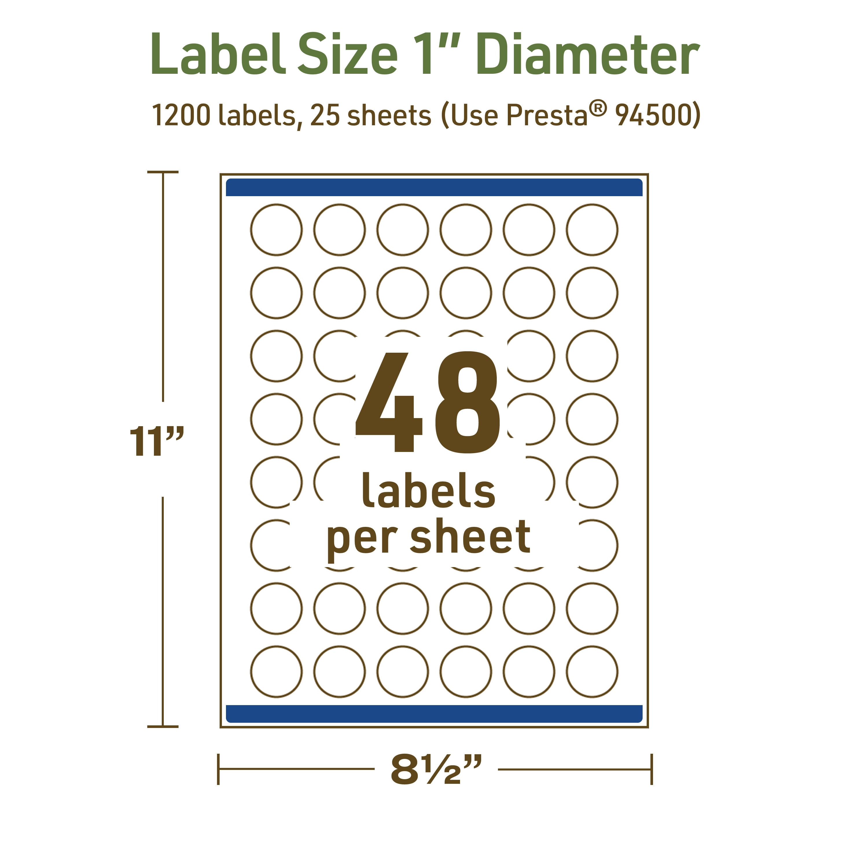 Avery Dissolvable Round Labels, 1" Diameter, 1200 Labels