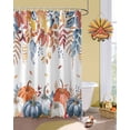 thumbnail image 2 of Thanksgiving Fall Shower Curtain Set ，Waterproof Fabric Shower Curtains Blue White Orange Eucalyptus Leaves Pumpkin Shower Curtains for Bathroom,Bathroom Decor 48"x72", 2 of 7