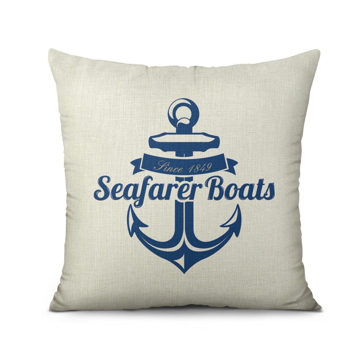 Ocean Nautical Gifts: Navy Blue Starfish Coral Anchor Pillow Covers 18x18, Throw Pillow Cases 2 Pack, Sea Animal Cushion Cases for Bed Sofa Home Car Bedroom