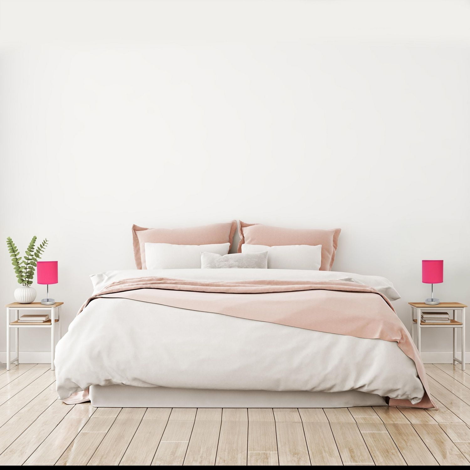 Simple Designs Chrome Mini Basic Table Lamp with Fabric Shade 2 Pack Set