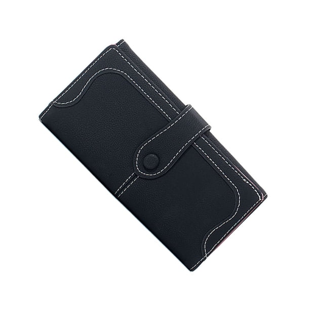 Guardurnaity Elegante bolso de cuero vintage Versátil para trabajar y jugar Fácil de detectar en el bolso Bolso largo para mujer Carteras Negro